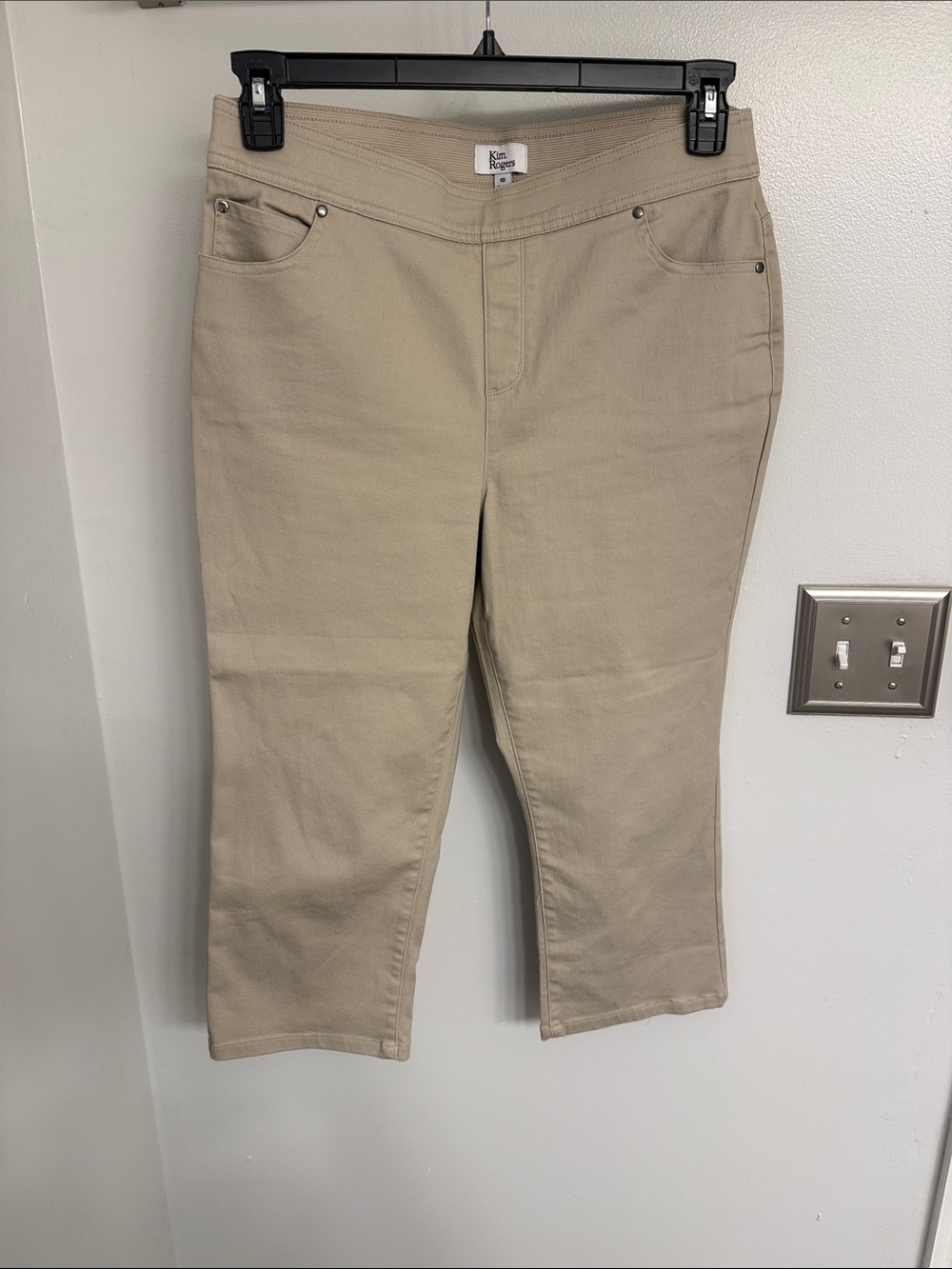 Kim Rogers Tan Cropped Pull-On Ponte Pants